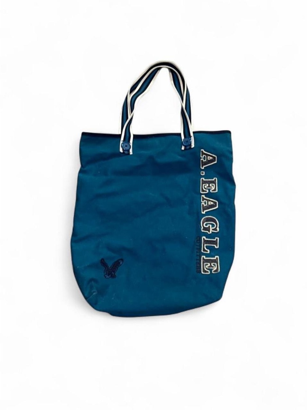 American Eagle Outfitters AE Everyday Tote Blue Canvas Shoulder Bag Zip Pocket